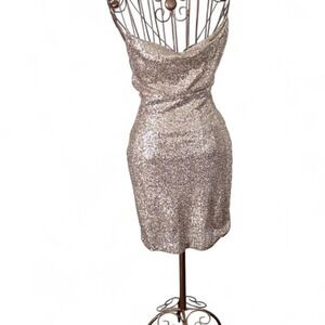 Windsor – Sequin Bodycon Mini Dress – Women's Size 5 – Champagne Gold – NWT